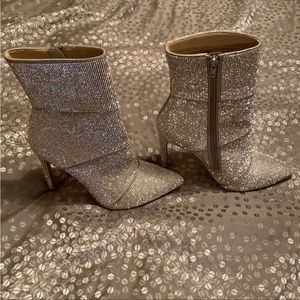 Steve Madden Winona Rhinestone Booties (Silver)